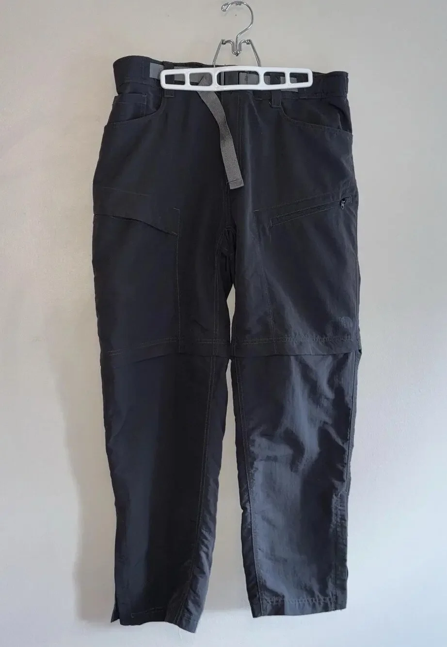 The North Face Rain Pants Mens Large Gray Nylon Belted Zip Pockets Hiking